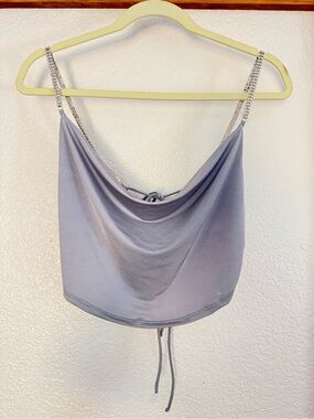 Windsor Silver Cowl Neck Camisole with Rhinestone Straps